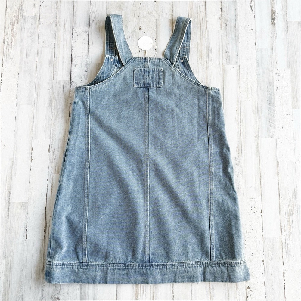 NWT Oddi Los Angeles Blue Denim Overall Dress Light Med Wash Mini Pinafore Sz S - Picture 5 of 13